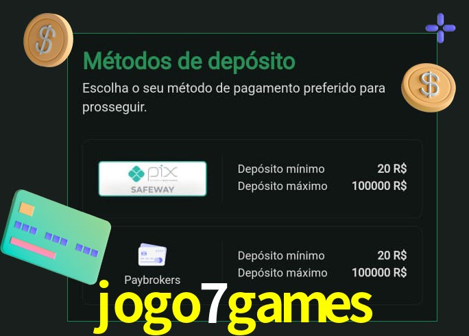 O cassino jogo7games oferece uma grande variedade de métodos de pagamento